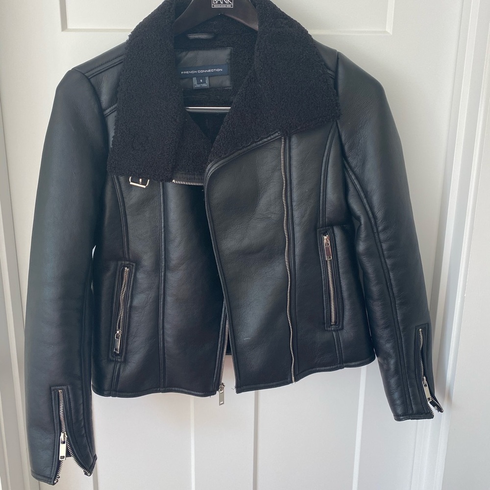 Faux leather Sherpa jacket